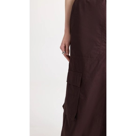 Tibi Vintage Cotton Pull On Cargo Godet Skirt in Brown, size 0 - Picture 4 of 12